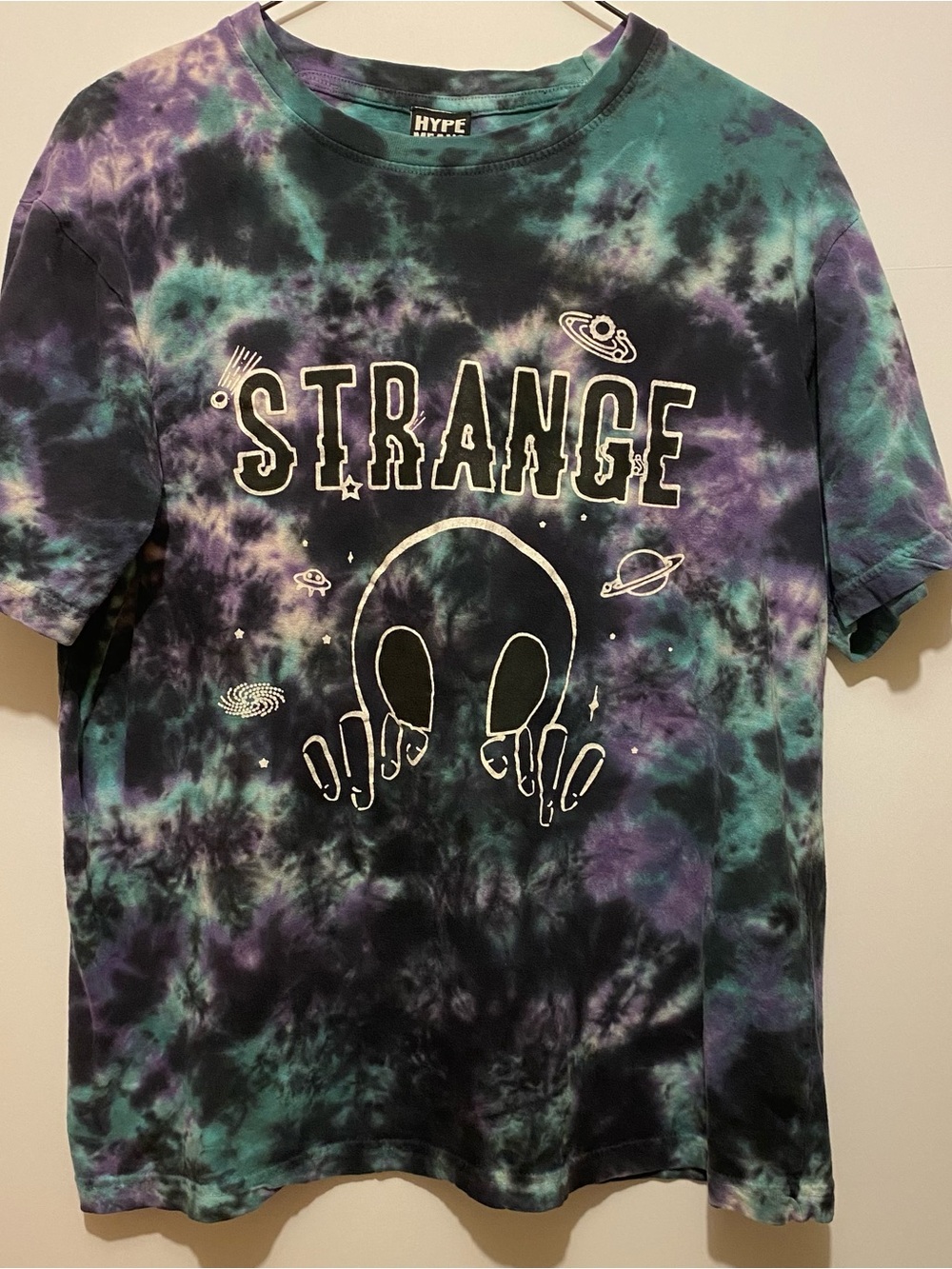 Hype MeShort-Sleeve 'Strange' Tie-Dye Tee in Teal & Purple